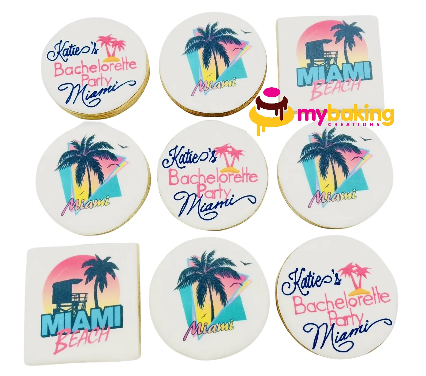Custom printed Miami Beach themed cookies San Francisco